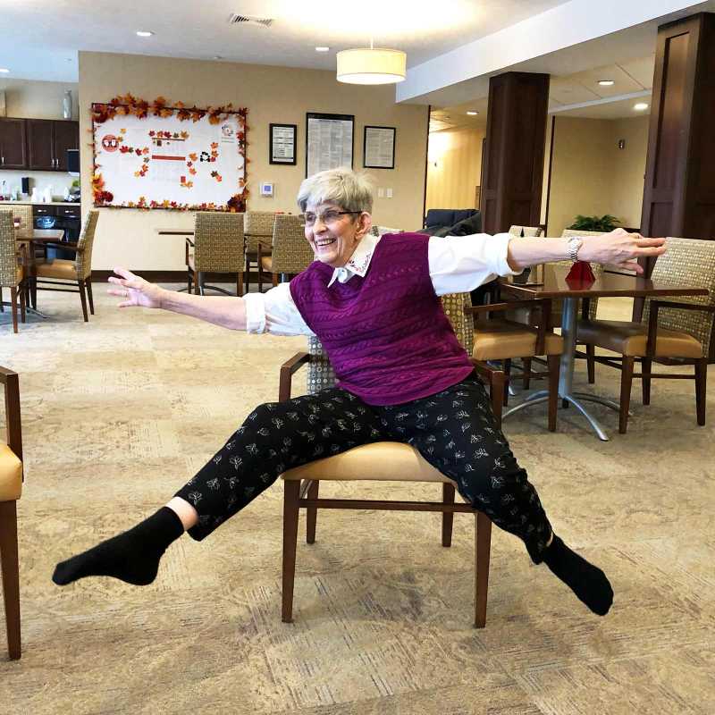 Senior woman doing mobility exercises